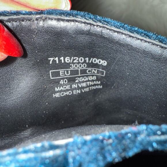 Zara Velvet Ankle Boots in Deep Blue - Picture 4 of 4